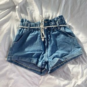 pacsun denim tie mom shorts